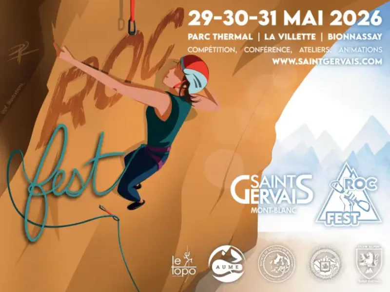 Grimpeur sur une paroi rocheuse lors d'un contest